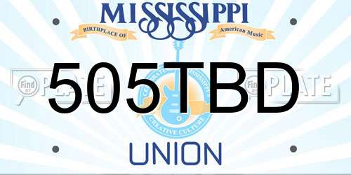 505TBD Mississippi License Plate