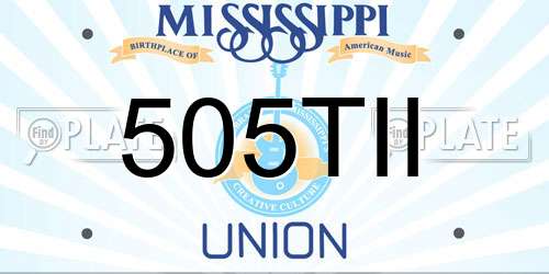 505TII Mississippi License Plate