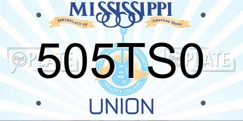 505TS0 Mississippi License Plate