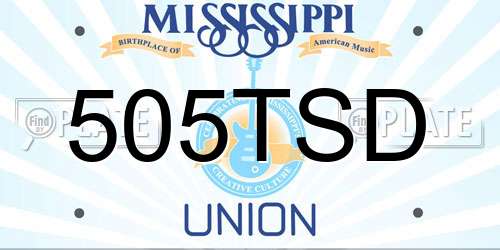505TSD Mississippi License Plate