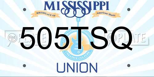 505TSQ Mississippi License Plate