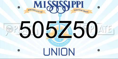 505Z50 Mississippi License Plate