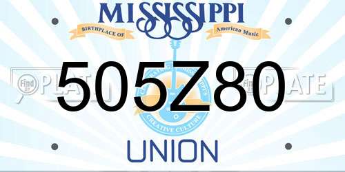 505Z80 Mississippi License Plate