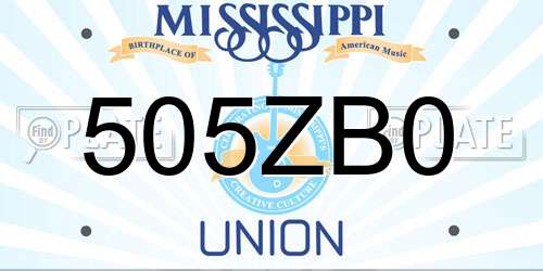 505ZB0 Mississippi License Plate