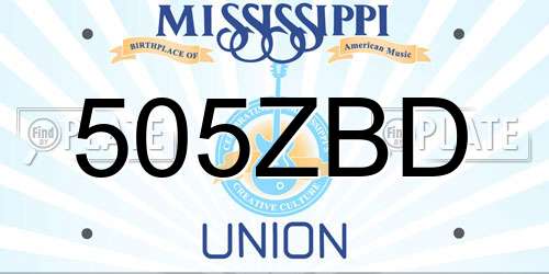 505ZBD Mississippi License Plate