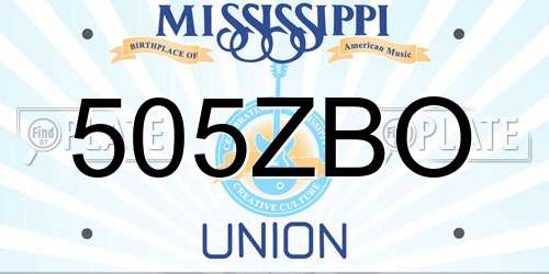 505ZBO Mississippi License Plate