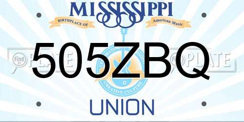 505ZBQ Mississippi License Plate