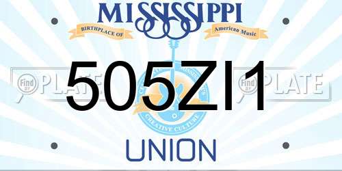 505ZI1 Mississippi License Plate