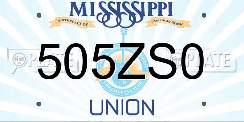 505ZS0 Mississippi License Plate