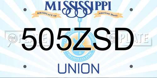 505ZSD Mississippi License Plate