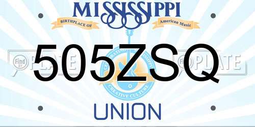505ZSQ Mississippi License Plate
