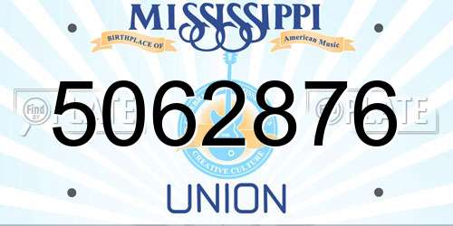 5062876 Mississippi License Plate