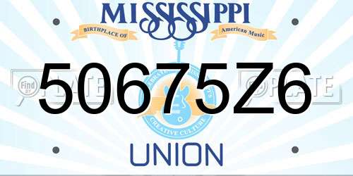 50675Z6 Mississippi License Plate