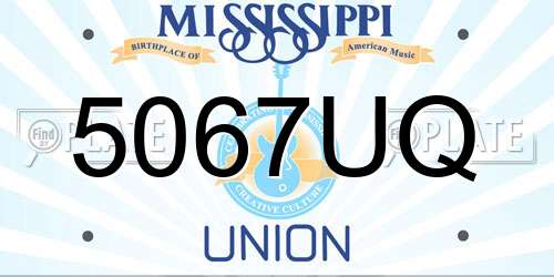5067UQ Mississippi License Plate