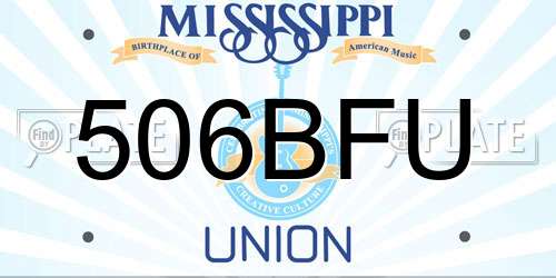 506BFU Mississippi License Plate