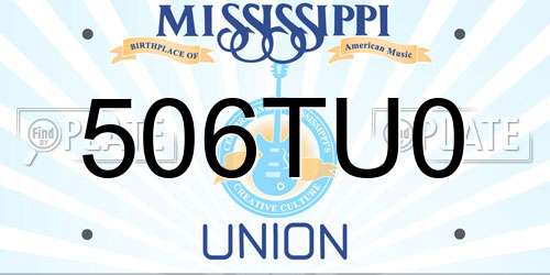 506TU0 Mississippi License Plate