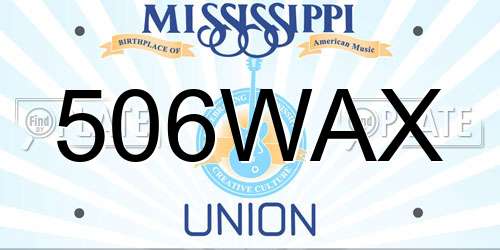 506WAX Mississippi License Plate
