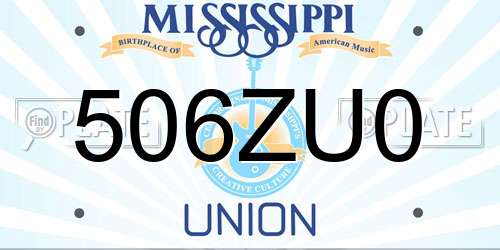 506ZU0 Mississippi License Plate
