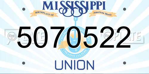 5070522 Mississippi License Plate