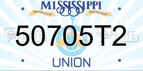 50705T2 Mississippi License Plate