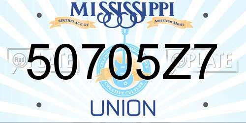 50705Z7 Mississippi License Plate