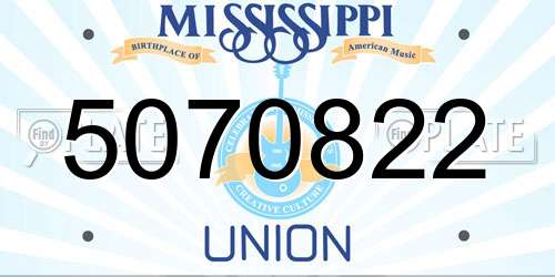 5070822 Mississippi License Plate