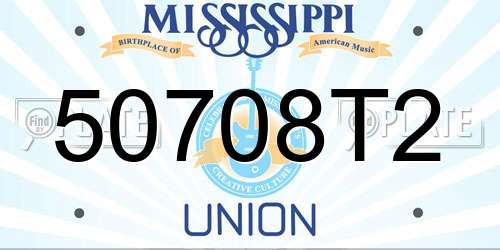 50708T2 Mississippi License Plate