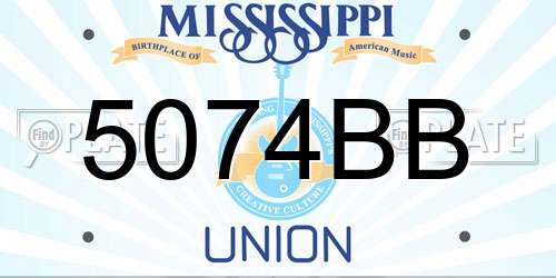 5074BB Mississippi License Plate
