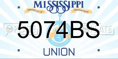 5074BS Mississippi License Plate