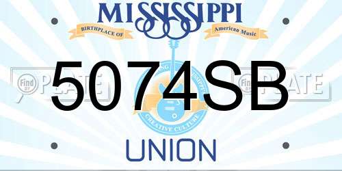 5074SB Mississippi License Plate