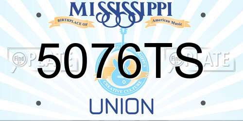 5076TS Mississippi License Plate