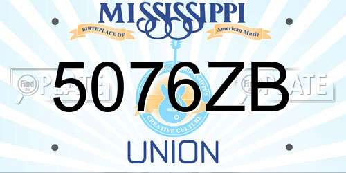 5076ZB Mississippi License Plate