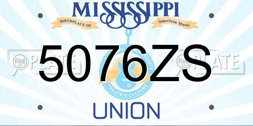 5076ZS Mississippi License Plate