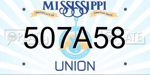 507A58 Mississippi License Plate