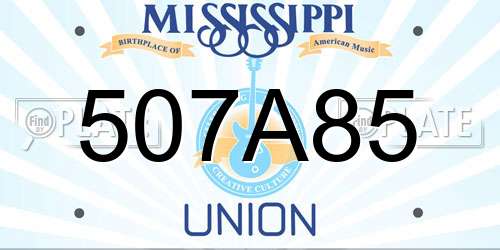 507A85 Mississippi License Plate