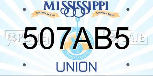 507AB5 Mississippi License Plate