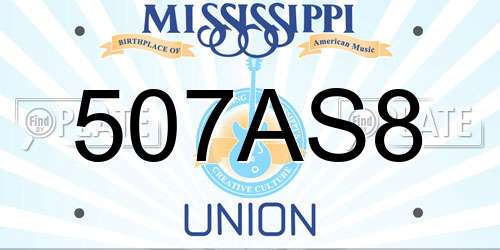 507AS8 Mississippi License Plate