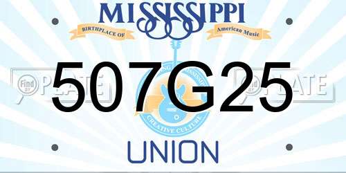507G25 Mississippi License Plate