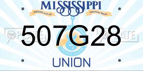 507G28 Mississippi License Plate