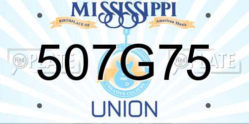 507G75 Mississippi License Plate