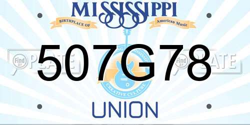 507G78 Mississippi License Plate