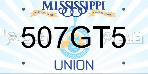 507GT5 Mississippi License Plate