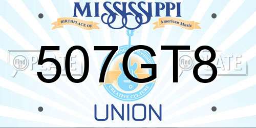 507GT8 Mississippi License Plate