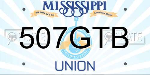 507GTB Mississippi License Plate