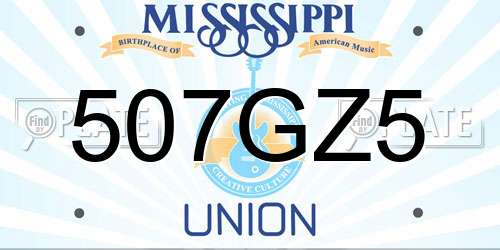 507GZ5 Mississippi License Plate