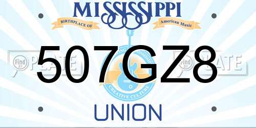 507GZ8 Mississippi License Plate