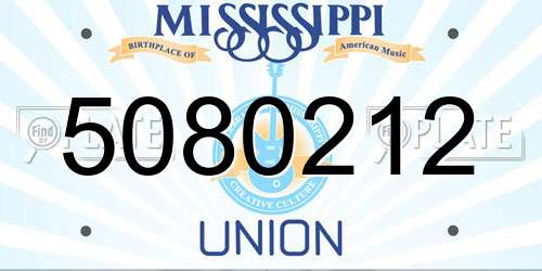 5080212 Mississippi License Plate