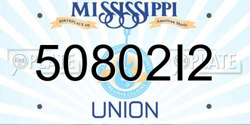 50802I2 Mississippi License Plate