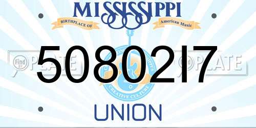 50802I7 Mississippi License Plate