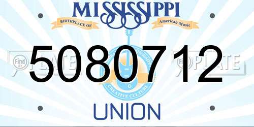 5080712 Mississippi License Plate